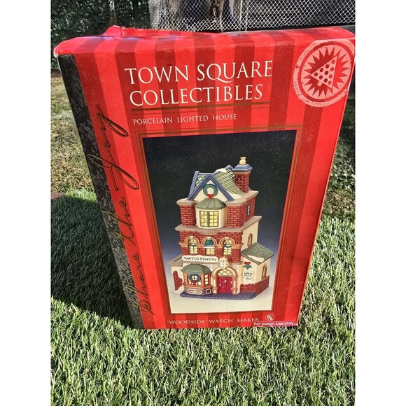 Town Other - Vtg Town Square Collectibles WOODSIDE WATCH MAKER Christmas Village New In Box